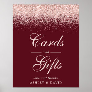 Poster Cartões e Presentes Elegantes Burgundy com Confete