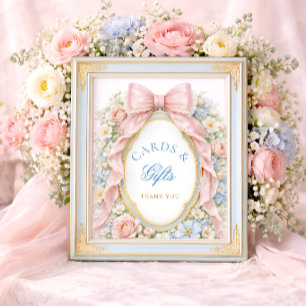 Poster Cartões e Presentes Elegantes Rosa para Chás de Be