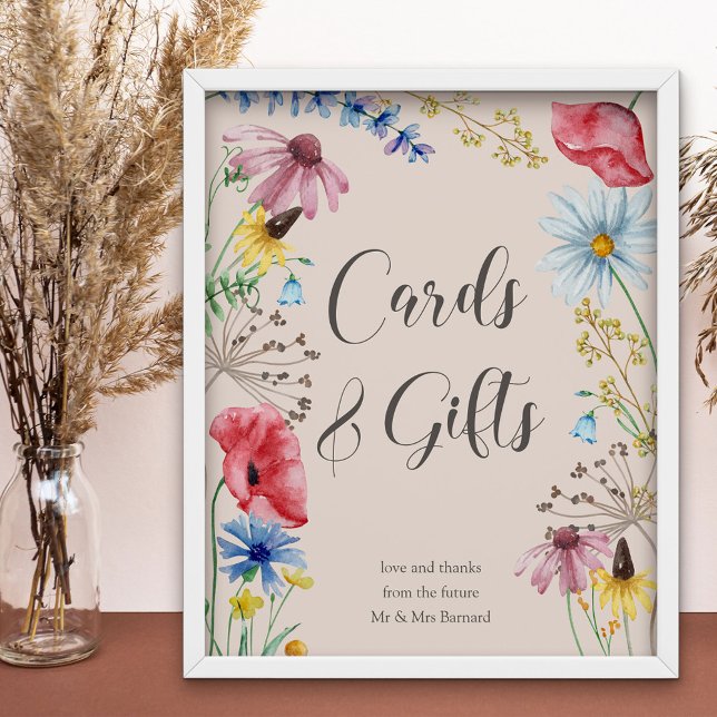 Poster Cartões e Presentes Encontro de Chá de Noiva com o (Bridal Shower Cards & Gifts sign from my Wildflower Charm collection)