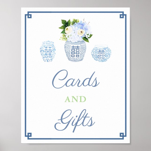 Poster Cartões E Presentes Festa De Bebê Chique Chinoiser (Frente)