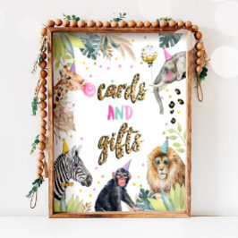 Poster Cartões e Presentes Festa Safari Animais Aniversár