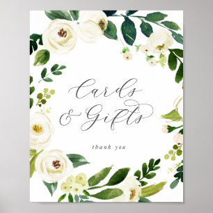 Poster Cartões e Presentes Florais Brancos Elegantes