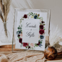 Poster Cartões e Presentes Florais burgundy & marinho