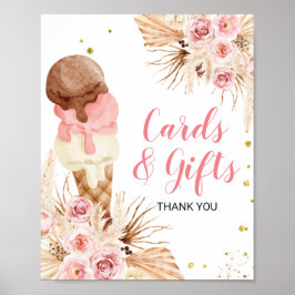 Poster Cartões e Presentes Florais de Sorvete de Grama da
