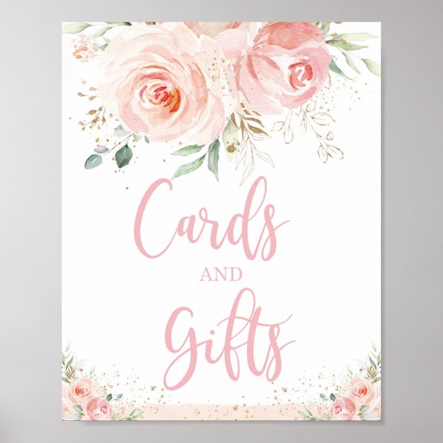 Poster Cartões e Presentes Florais Rosa Blush Chic Tope d (Frente)