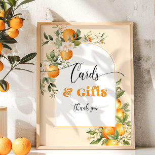 Poster Cartões e presentes laranja aniversário pequena li