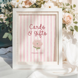 Poster Cartões e Presentes Listras Rosa Pastel Preppy