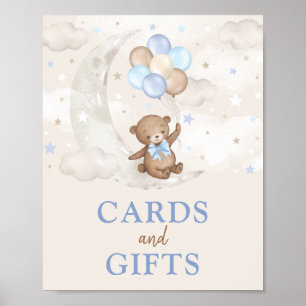 Poster Cartões e presentes Lua Urso de Lua Balões Azuis