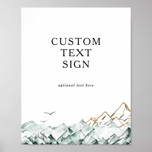 Poster Cartões e Presentes Montanha Verde e Dourado Perso (Frente)