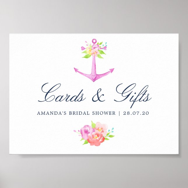 Poster Cartões e presentes náuticos de Chá de panela com  (Frente)