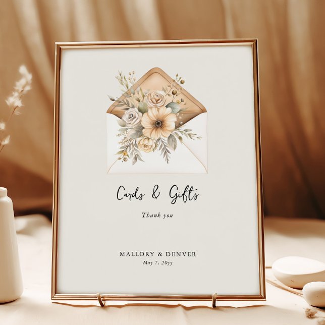 Poster Cartões e presentes para casamentos com aquarelas  (Cards & Gifts Sign from Romantic Wedding signs collection by Darling & May)