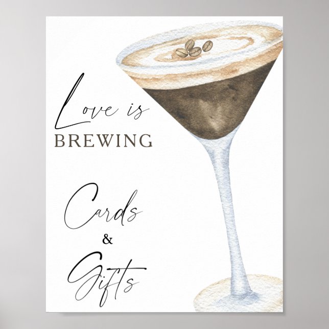 Poster Cartões e Presentes para Chá de Noiva de Espresso  (Frente)