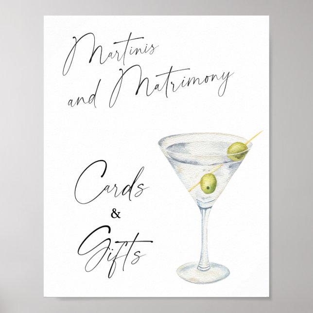 Poster Cartões e Presentes para Chá de Noiva Martini (Frente)