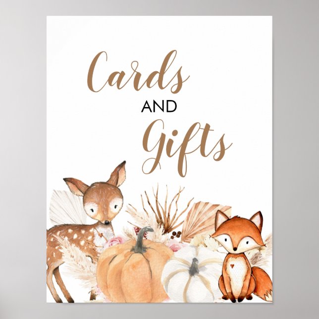 Poster Cartões e presentes para Chás de fraldas de Boho W (Frente)