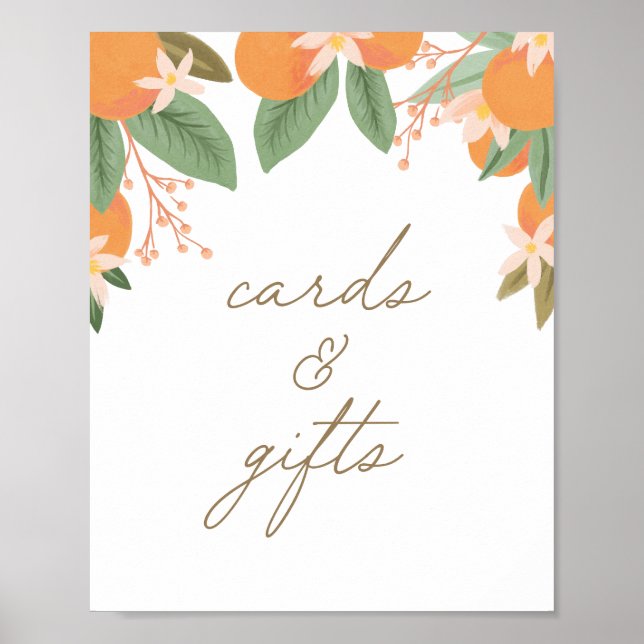 Poster Cartões e presentes para Chás de fraldas de Citros (Frente)