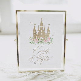 Poster Cartões e presentes princesa rosa e Dourada