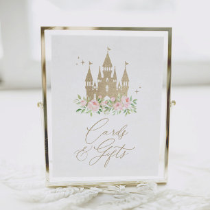 Poster Cartões e presentes princesa rosa e Dourada