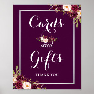 Poster Cartões e presentes que Wedding floral roxo da
