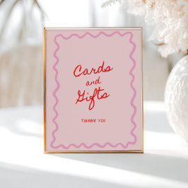 Poster Cartões e presentes retos cor-de-rosa vermelho