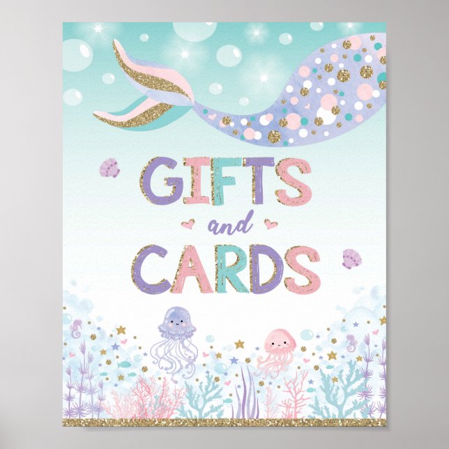 Poster Cartões e presentes Sereia favorece debaixo da dec (Frente)