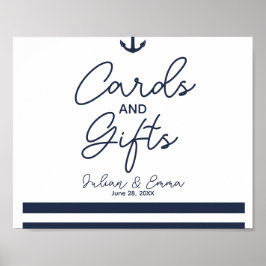 Póster cartões e presentes sinal de casamento náutico mar