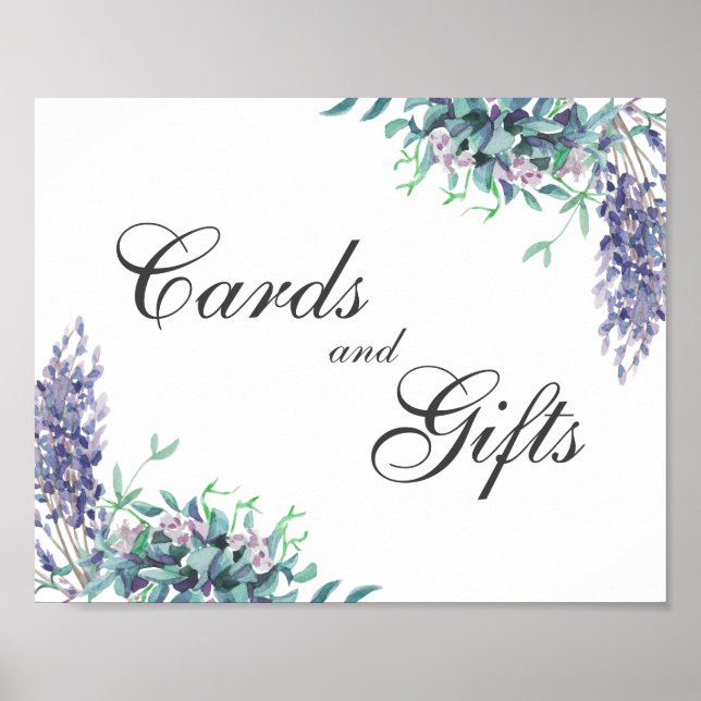 Poster Cartões e presentes. Sinal floral. Casamento roxo (Frente)