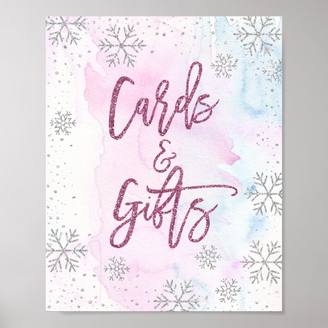 Poster Cartões e presentes Snowflater Magenta (Frente)
