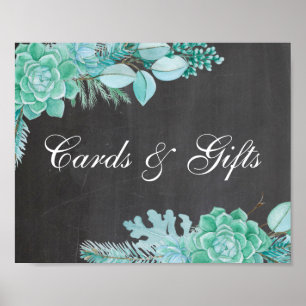 Poster Cartões e presentes. Suculente. Casamento de quadr