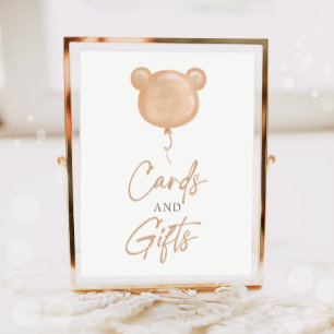 Poster Cartões e Presentes Urso de Pelúcia Balão Boho Ani