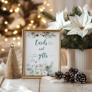 Poster Cartões e presentes verdes de inverno Elegantes
