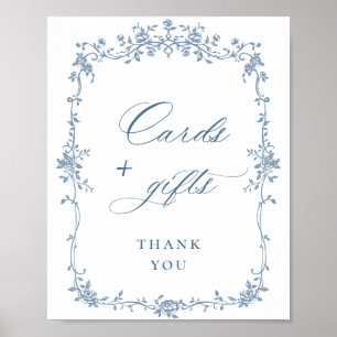 Poster Cartões e presentes vitoriosos de Ornamentado azul