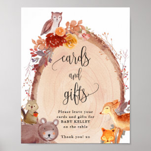 Poster Cartões e Sinal de Presente de Animais de Florest
