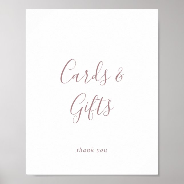 Poster Cartões e Sinal de Presente Rosa minimalista (Frente)