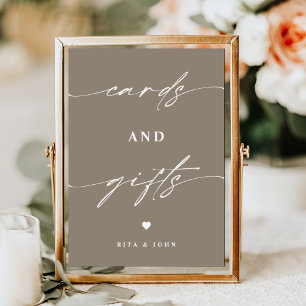 Poster Cartões Elegentes e Sinal de Mesa de Casamento Fav