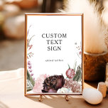 Poster Cartões Florais Burgundy Boho e Sinal Personalizad<br><div class="desc">Este cartão floral burgundy boho e sinal personalizado de presentes é perfeito para o seu elegante casamento boêmico de verão. Com flores rosa de aquarela modernas e poeirentas,  verde escuro,  e incluindo toques de peônia,  borboleta,  e rosa-pincelado,  é certo que completará a aparência que você deseja.</div>