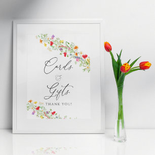 Poster Cartões florais de flores silvestres elegantes e p