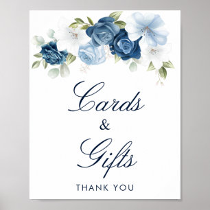 Poster Cartões Florais Dusty Blue e Chá de panela para pr