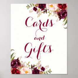 Poster Cartões Florais e Presentes Borgonha Cartaz de Cas
