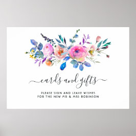 Poster Cartões Florais e Presentes de Aquarela Rosa-Inten