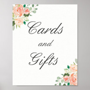 Póster Cartões florais e presentes do pêssego que Weddi