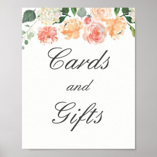 Póster Cartões florais e presentes do pêssego que Weddi