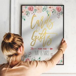 Póster Cartões florais & presentes da aguarela chique qu