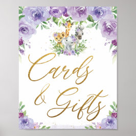 Poster Cartões Florais Roxos e Sinal de Presente para Ani