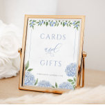 Poster Cartões Hydrangea Azul e Casamento de presentes<br><div class="desc">Personalize usando o formulário modelo.</div>