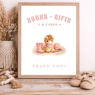 Poster Cartões Livros Presentes para Chá de Bebê Cowgirl