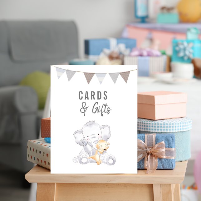 Poster Cartões & Presentes Elefante Bebê Moderno Neutro (Criador carregado)