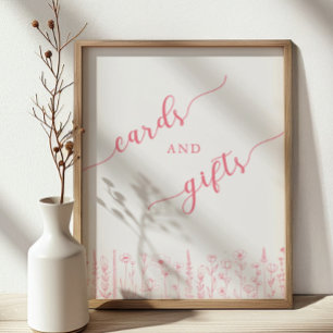 Poster Cartões & Presentes Sinal de Chá de Bebê Rosa Po
