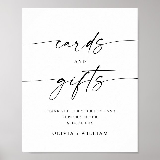 Poster Cartões Simples Elegantes e Casamento de Presentes (Frente)
