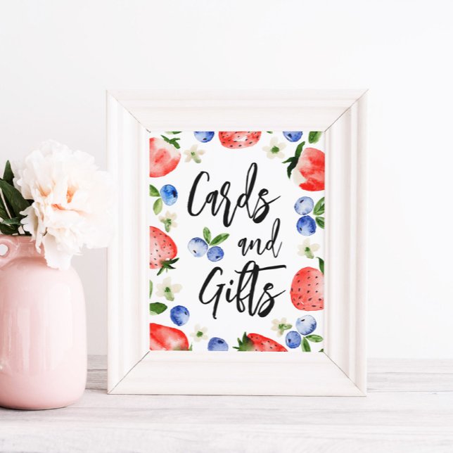 Poster Cartões Sinal de Chá de fraldas de Morango (Criador carregado)