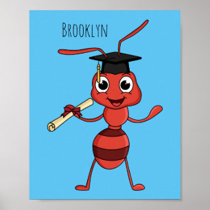 Poster Cartografia de formiga vermelha e bonita